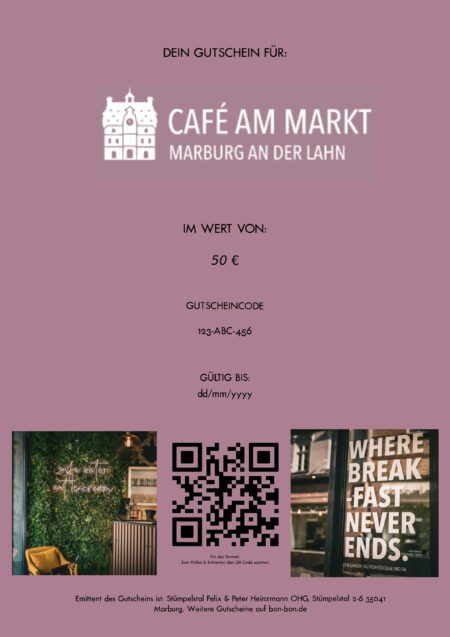 Restaurant-Gutschein für Cafe am Markt