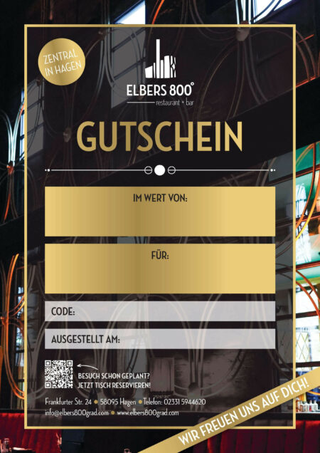 Restaurant-Gutschein für Elbers 800 Grad Restaurant und Bar