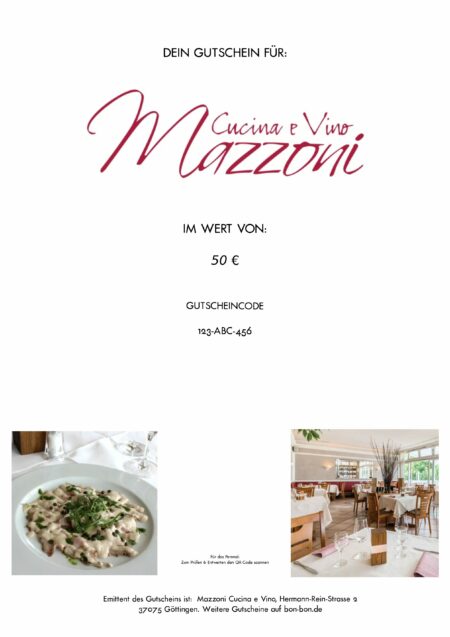 Restaurant-Gutschein für Mazzoni Cucina e Vino