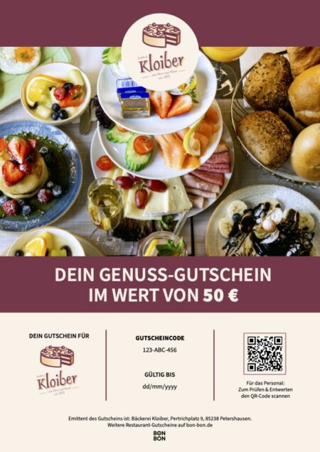 Restaurant-Gutschein für Bäckerei Kloiber