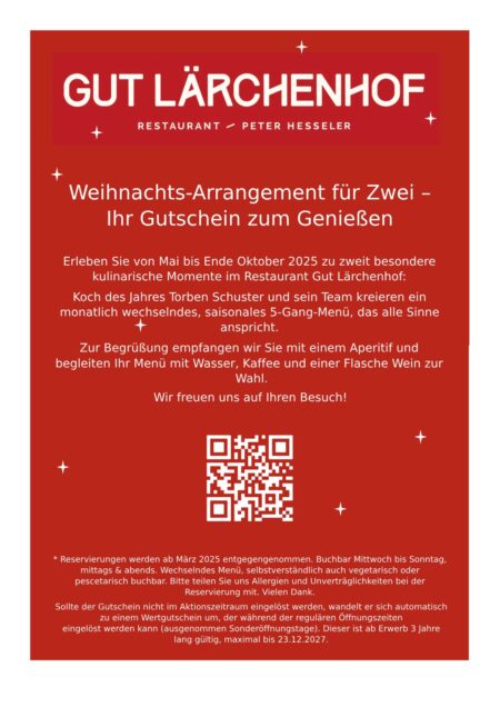 Restaurant-Gutschein für Gut Lärchenhof Weihnachtsarrangement