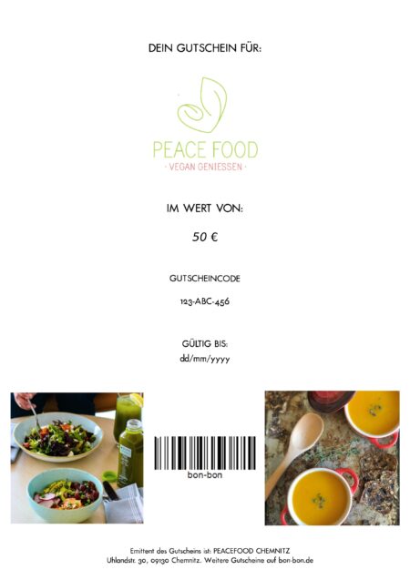 Restaurant-Gutschein für Peacefood